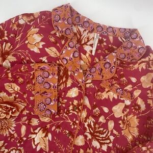 Anthropologie Kari Floral Pajama Top 100% Rayon Long Sleeve Sleep Top Size XL